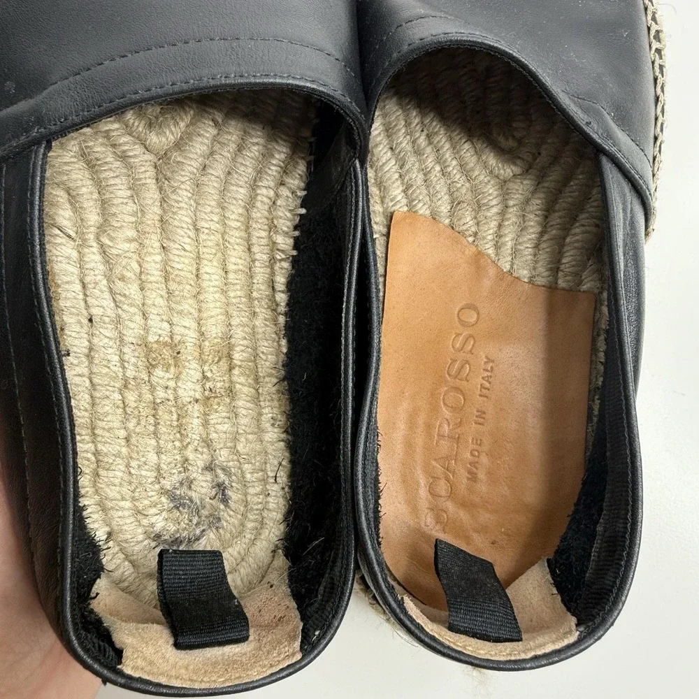 Scarosso Black Leather Espadrilles Size 36‎ (US 6) Minimalist Casual Resort